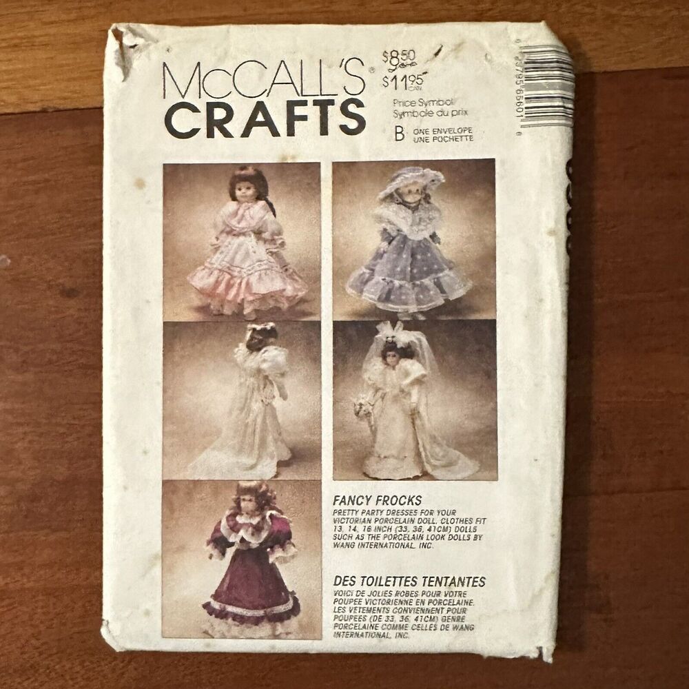 UNCUT McCalls 6560 Fancy Frocks Doll Clothes 13" 14" 16" Sewing Pattern
